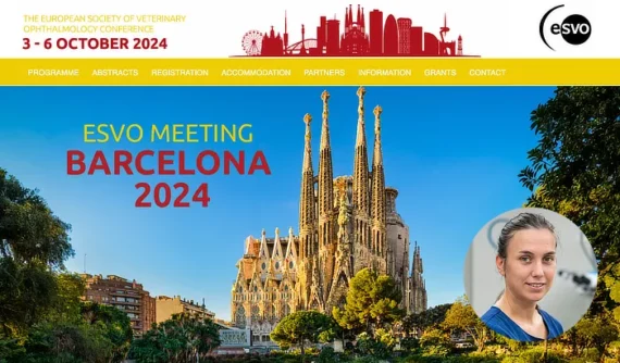 Imagen principal del evento ESVO 2024, destacando la Sagrada Familia de Barcelona como fondo representativo del lugar donde se celebra el congreso. Incluye el logotipo del evento y las fechas de celebración.