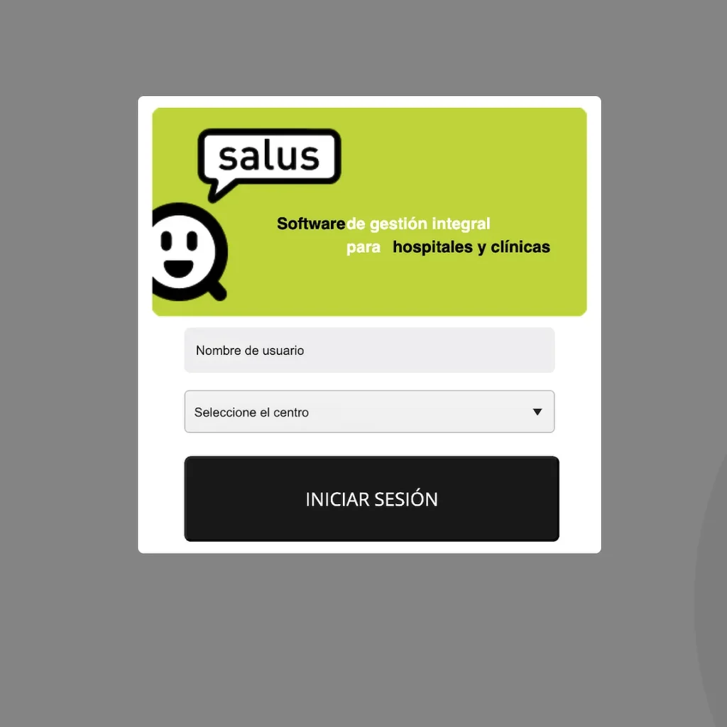 Pantalla de acceso al software de gestión Oftalmosalus, utilizado en IVO para centralizar la información clínica y administrativa de pacientes.